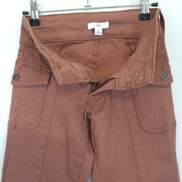 BP Bootcut Pants Low Rise Flap Pockets Stretch Button Fly Women 23 Rust - Picture 12 of 14